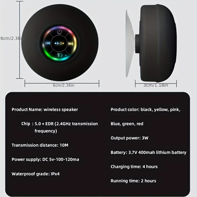 Suction Cup Waterproof Bluetooth Speaker